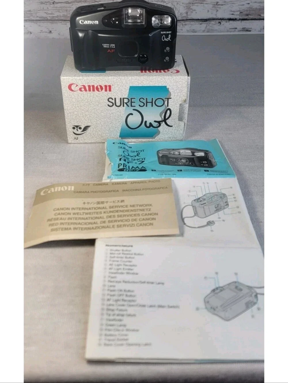 Canon Sure Shot Owl 35mm Film Camera - Black. Tested And Working. GUC. OBO